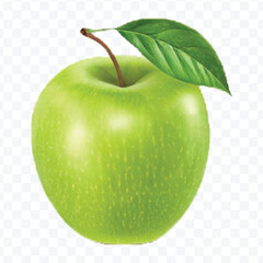 realistic 3d fresh apple with slice and green leaf in different color style isolated on transparent background