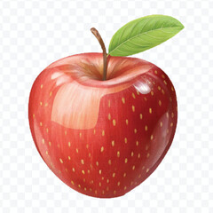 realistic 3d fresh apple with slice and green leaf in different color style isolated on transparent background