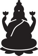 Silhouette of a traditional clay Lakshmi idol, perfect for Diwali and festive designs.