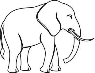 Simple elephant outline vector icon, ideal for zoo, safari, or animal-themed graphics.