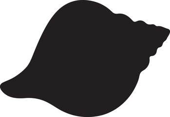 Silhouette of a clay conch shell, ideal for spiritual, religious, and decorative design projects.