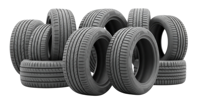 Stack of Car Tires transparent bg, cutout PNG