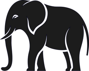 Clean and modern elephant icon vector silhouette for multiple uses such as logos, stickers, and t shirt designs.