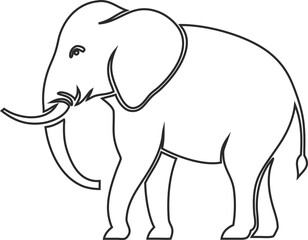 Elephant outline vector design for logos, t shirts, prints, and wildlife-themed branding.
