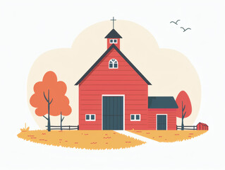 Rustic village farm drawing in color sketch, AI generated