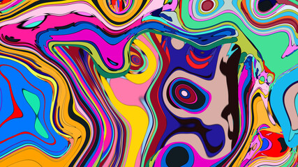 Colorful Fluid and Psychedelic Motion Graphic background, video for Summer Music