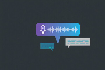 Voice message and text message icons on dark background