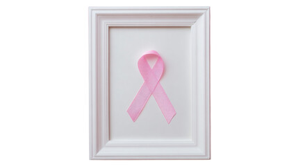 Framed Pink Awareness Ribbon on White Background