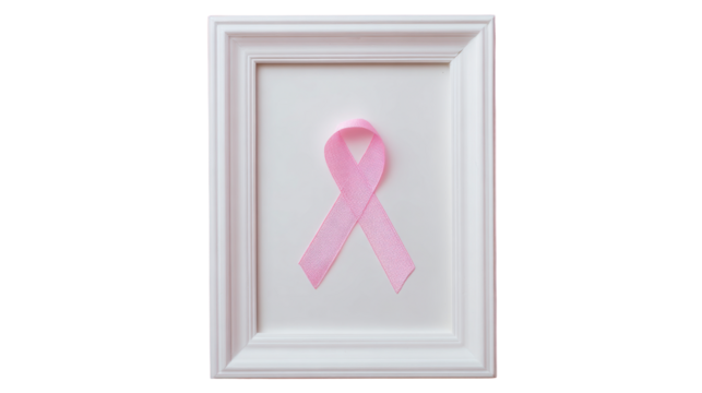 Framed Pink Awareness Ribbon on White Background