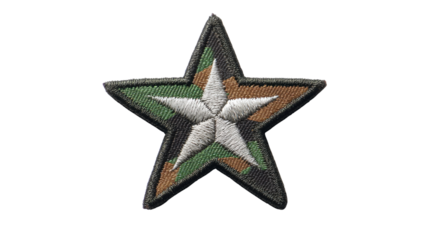 Camouflage Star Embroidered Patch on white background