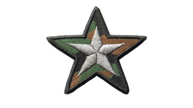 Camouflage Star Embroidered Patch on white background