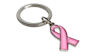 Pink Ribbon Awareness Keychain on white background