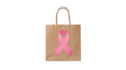 Brown Paper Bag with Pink Breast Cancer Awareness Ribbon 