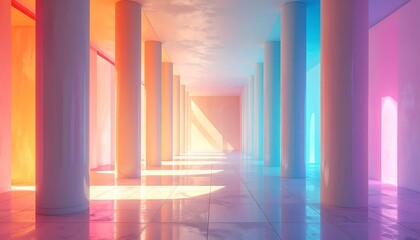 Colorful colonnade hallway