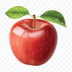 realistic 3d fresh apple with slice and green leaf in different color style isolated on transparent background