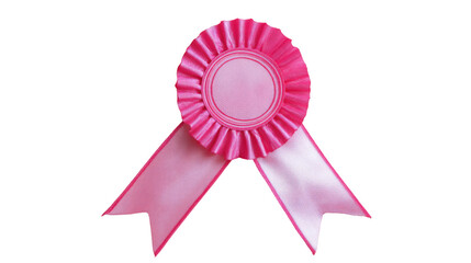 Pink Ribbon Rosette for Breast Cancer Awareness on white background