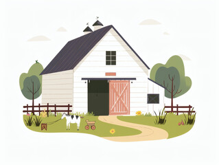 Rustic village farm drawing in color sketch, AI generated