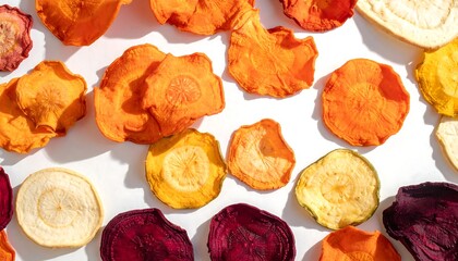 Colorful dehydrated vegetable slices
