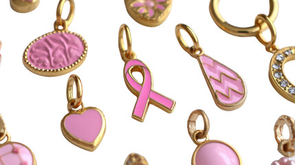 Pink Charms with Gold Accents on white background