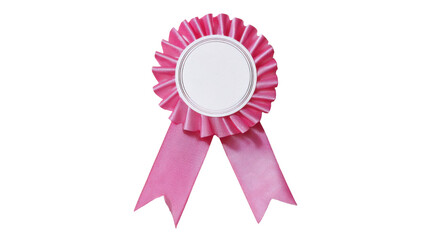 Pink Rosette Award Ribbon on white background