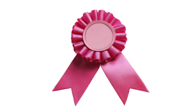 Pink Award Ribbon Badge on white background