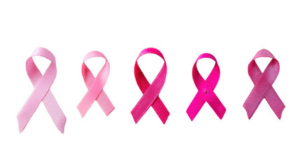 Set of Pink Breast Cancer Awareness Ribbons in Different Shades