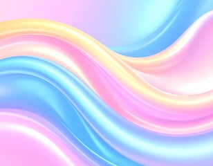 Abstract Pastel Swirls of Light Blue Pink and Yellow Flowing Waves