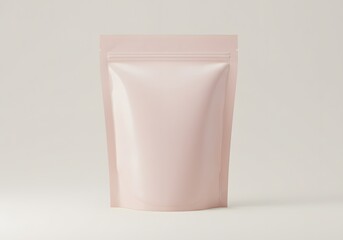 Light pink stand-up pouch with a zipper closure, isolated on a plain background, suitable for various product packaging mockups.
