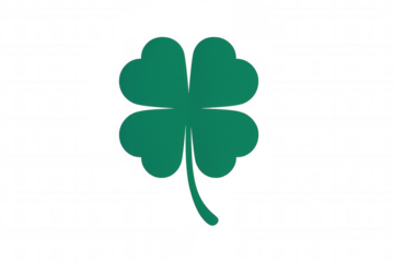 Four leaf clover icon. Green shamrock symbolizing good luck, prosperity, and st. Patrick's day. Transparent background