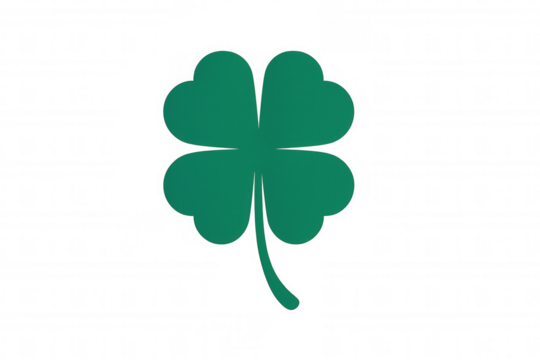 Four leaf clover icon. Green shamrock symbolizing good luck, prosperity, and st. Patrick's day. Transparent background