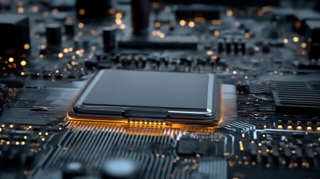 Close up of a cpu computer processor on a circuit board