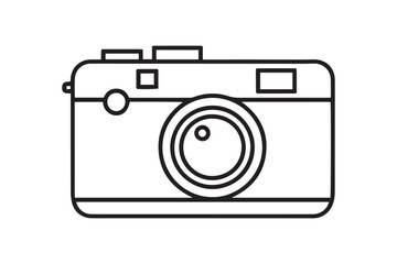 Retro Camera Line Art Vector Outline Icon Graphic for Photography and Vintage Media