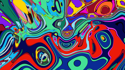 Fototapeta premium Colorful abstract psychedelic liquid and fluid background pattern