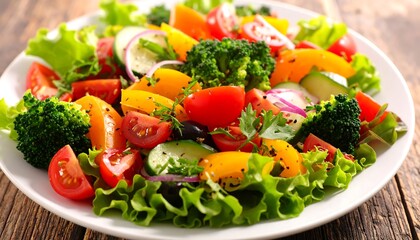 Colorful fresh vegetable salad on a plate