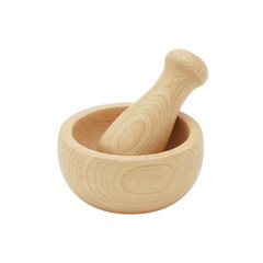 wooden mortar isolated on white