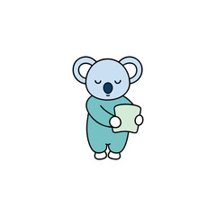 Cute cartoon koala wearing pajamas holding a pillow sleepy adorable animal illustration vector