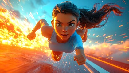 Highresolution color motion render animated one background, character superspeed powerful running Action, D illustrating blur,