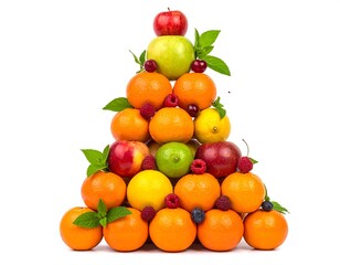 Colorful fruit pyramid on white background (1)
