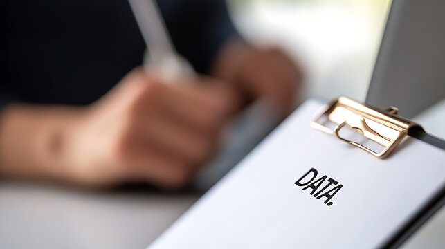 Data analysis in progress: A person reviewing paperwork at a desk, focused on extracting key insights and trends.
