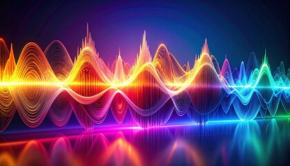 Fototapeta premium Vibrant one wave background, pulsations, D auditory musical abstract visualizing sound animated render capturing Action, color
