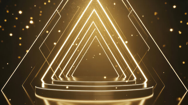 Prestigious gold stage with futuristic light, an abstract background for luxury award ceremony and product presentation