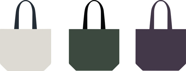Tote bag collection, minimalist design, fashion accessory, reusable shopping bags, color variation, eco-friendly, retail product, casual style, modern look