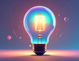 Colorful glowing lightbulb