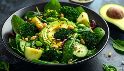 Colorful green salad bowl