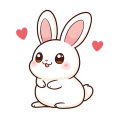 Cute white rabbit cartoon illustration