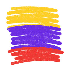 Stylized Colombian Flag Illustration with Distressed Texture on a Black Background