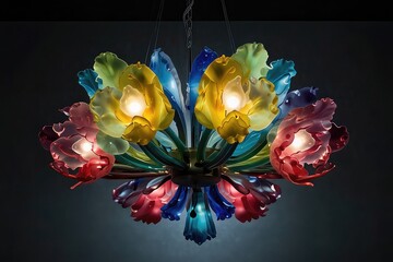Luxury Lotus Flower Chandelier with Pastel Glass Petals, luxury decorative chandelier