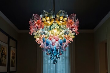 Luxury Lotus Flower Chandelier with Pastel Glass Petals, luxury decorative chandelier