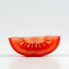 Tomato Slice Close-up Fresh Red Fruit on White