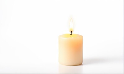 Isolated Candlelight on White Background for Meditation and Relaxation